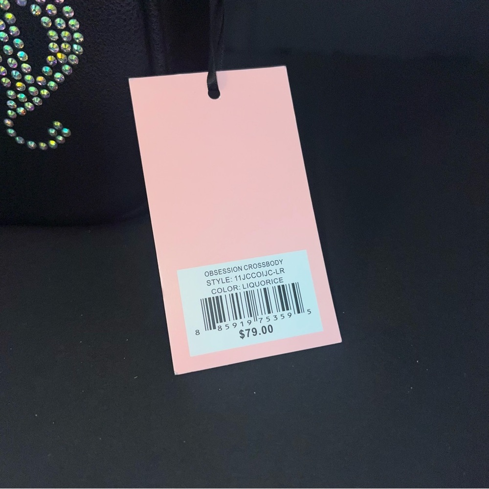 Juicy Couture Black Crossbody Bag with Pink Crystal 'Juicy' Logo - Picture 4 of 6